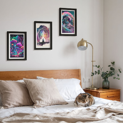 Framed triptych Colorful illustrations in fantasy art style