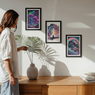 Framed triptych Colorful illustrations in fantasy art style