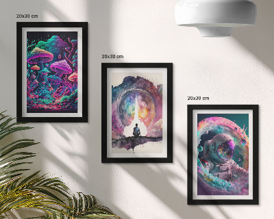 Framed triptych Colorful illustrations in fantasy art style