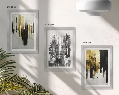 Contrasting abstractions with portraiture and architecture framed triptych