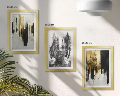 Contrasting abstractions with portraiture and architecture framed triptych