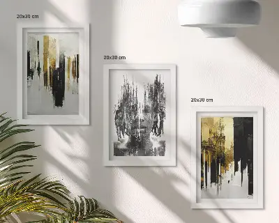 Contrasting abstractions with portraiture and architecture framed triptych