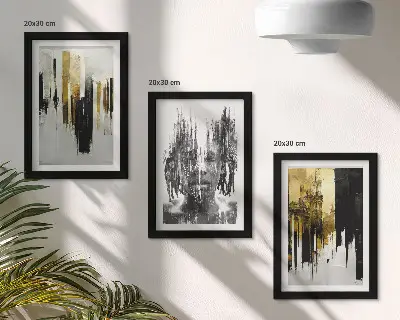 Contrasting abstractions with portraiture and architecture framed triptych
