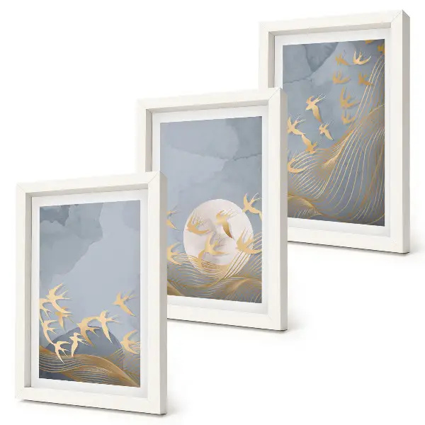 Photo frame wall Birds in flight against the sky and moon