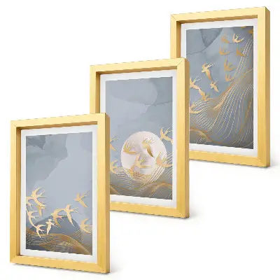Photo frame wall Birds in flight against the sky and moon