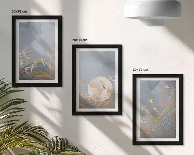 Photo frame wall Birds in flight against the sky and moon