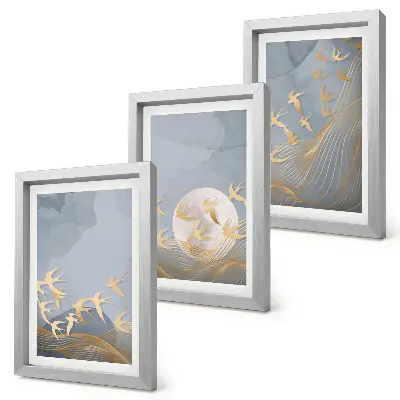 Photo frame wall Birds in flight against the sky and moon