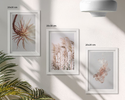 Photo frame wall Flowers and grasses on a light background in a harmonious set