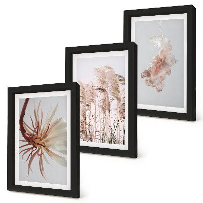 Photo frame wall Flowers and grasses on a light background in a harmonious set