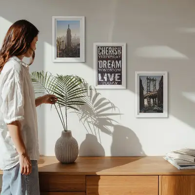 Framed triptych New York City Landscapes with an Inspiring Quote