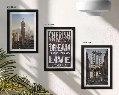 Framed triptych New York City Landscapes with an Inspiring Quote