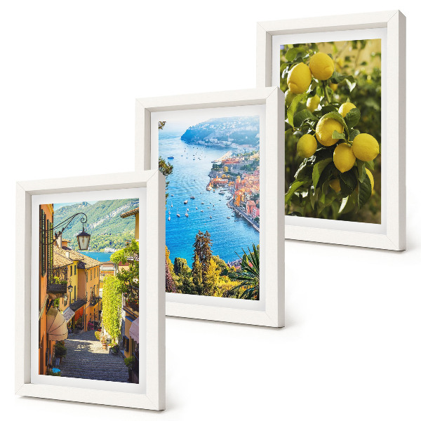 Photo frame wall Picturesque seaside streets with a view of the sea and lemons