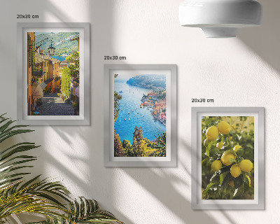 Photo frame wall Picturesque seaside streets with a view of the sea and lemons