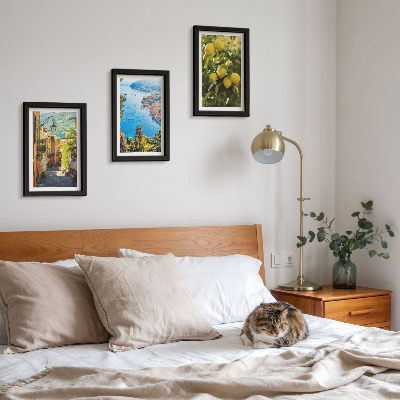 Photo frame wall Picturesque seaside streets with a view of the sea and lemons