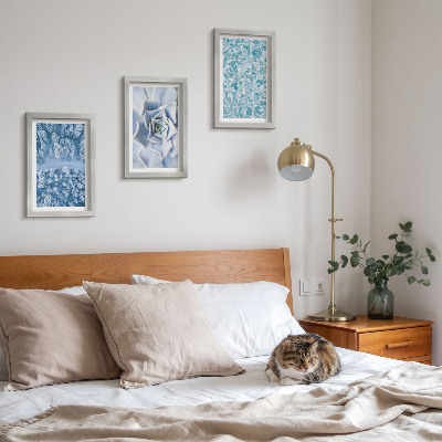 Photo frame wall Winter forest blue flower blue water surface