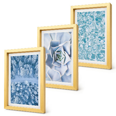 Photo frame wall Winter forest blue flower blue water surface