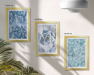 Photo frame wall Winter forest blue flower blue water surface