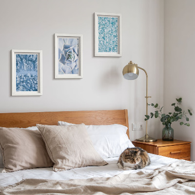 Photo frame wall Winter forest blue flower blue water surface