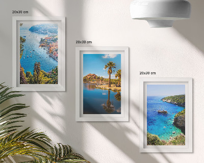 Framed triptych Seaside views with palm trees and blue water