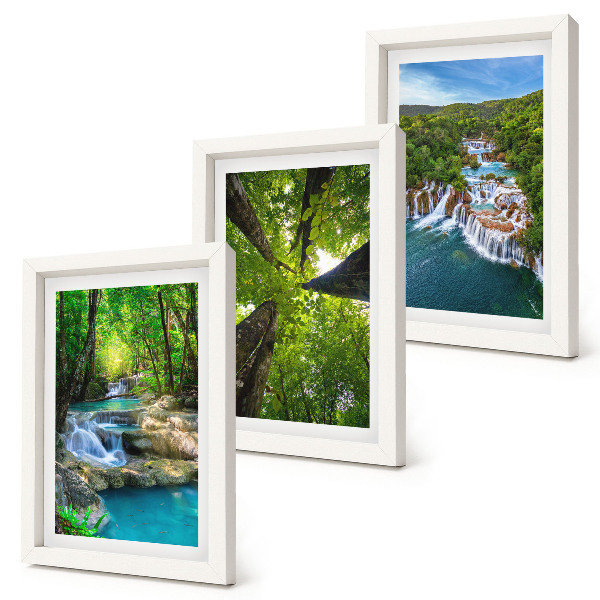 Photo frame wall Waterfalls in a green forest with crystal clear water