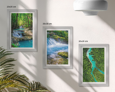 3-piece wall art set Green forests and crystalline river waters