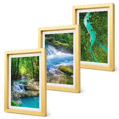 3-piece wall art set featuring green forests and crystalline river waters