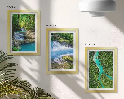 3-piece wall art set featuring green forests and crystalline river waters