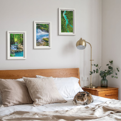 3-piece wall art set Green forests and crystalline river waters