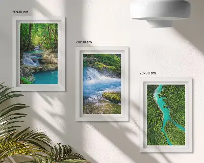 3-piece wall art set featuring green forests and crystalline river waters