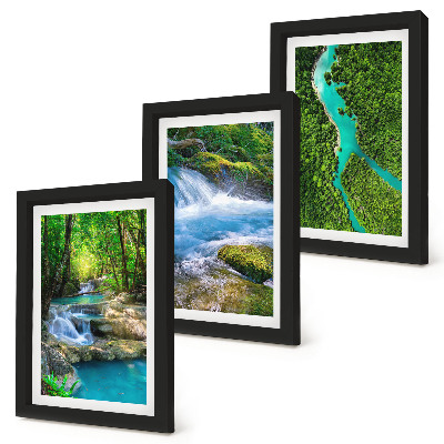 3-piece wall art set Green forests and crystalline river waters