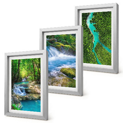 3-piece wall art set Green forests and crystalline river waters