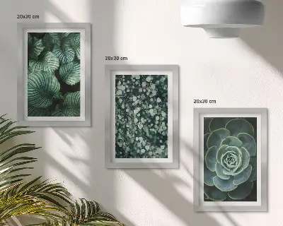 Photo frame wall gallery set with green leafy plants and stylish succulent prints