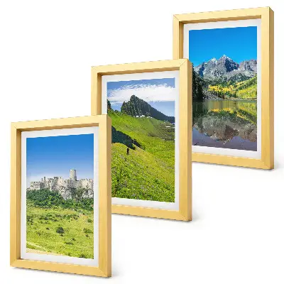 3-piece wall art set featuring green hills with a castle and mountain landscapes