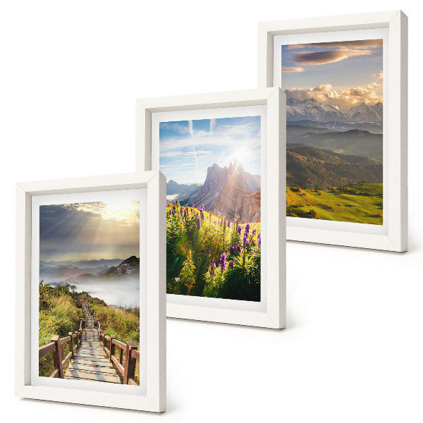 Photo frame wall Mountain landscapes with flowers, sky and path