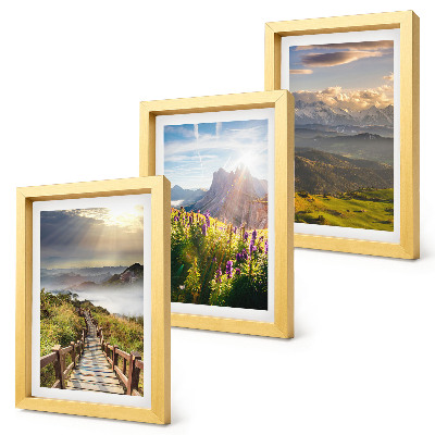 Photo frame wall Mountain landscapes with flowers, sky and path