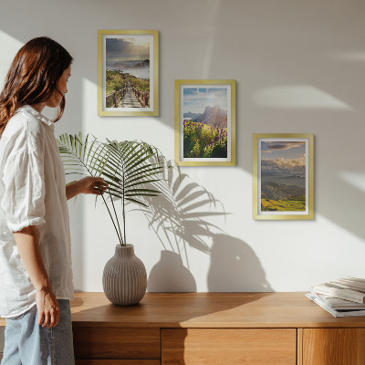 Photo frame wall Mountain landscapes with flowers, sky and path