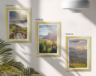 Photo frame wall Mountain landscapes with flowers, sky and path