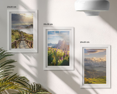 Photo frame wall Mountain landscapes with flowers, sky and path