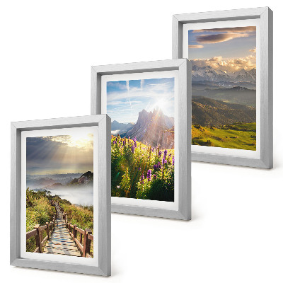 Photo frame wall Mountain landscapes with flowers, sky and path