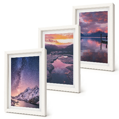 3-piece wall art set Mountains and water in beautiful natural landscapes