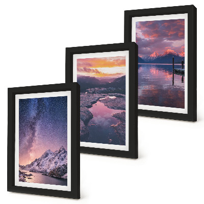 3-piece wall art set Mountains and water in beautiful natural landscapes