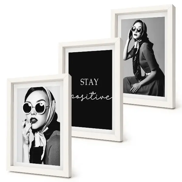 Framed triptych Stylish portraits of women in sunglasses