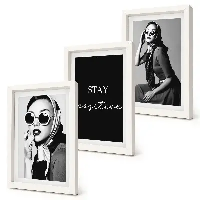 Framed triptych Stylish portraits of women in sunglasses