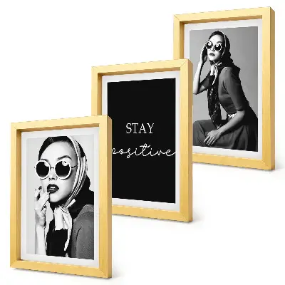 Framed triptych Stylish portraits of women in sunglasses