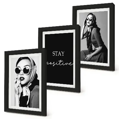 Framed triptych Stylish portraits of women in sunglasses