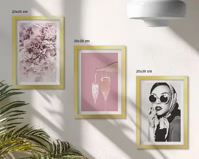 3-piece wall art set featuring flowers in shades of pink and an elegant woman