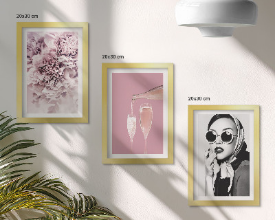 3-piece wall art set Flowers in shades of pink and an elegant woman