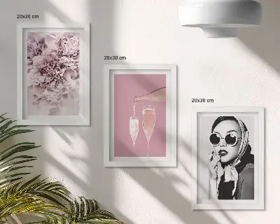 3-piece wall art set featuring flowers in shades of pink and an elegant woman