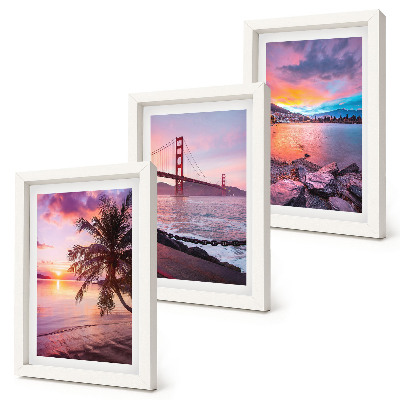 3-piece wall art set Sunsets over the bridge and waterscape