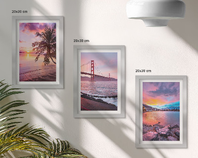 3-piece wall art set Sunsets over the bridge and waterscape